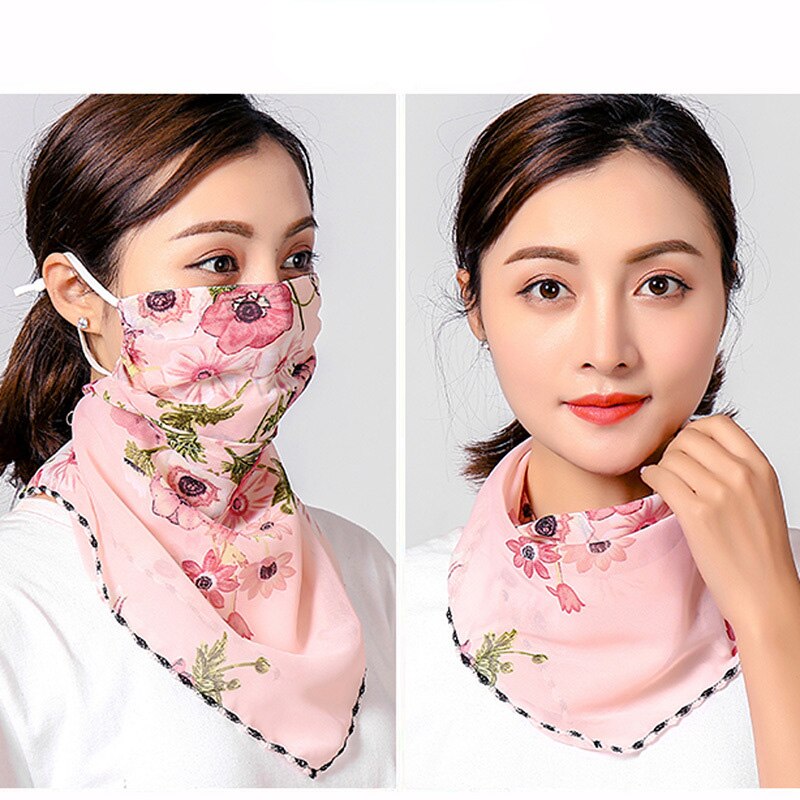 Rooxin Women Face Scarf Bandana with Ear Loops Outdoor Sport Cycling Face Mask Sun Protection Mask Neck Scarf for Hiking Camping: Type 13