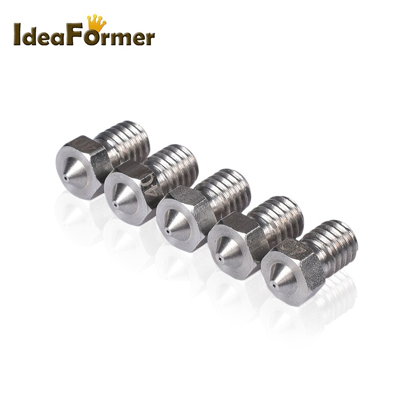 Boquilla E3D V6 de acero inoxidable, rosca M6 de 0,2/0,25/0,3/0,4/0,5/0,6/0,8mm, boquilla para impresora 3D E3D V6 Hotend, 1,0/1,75/3,00 MM