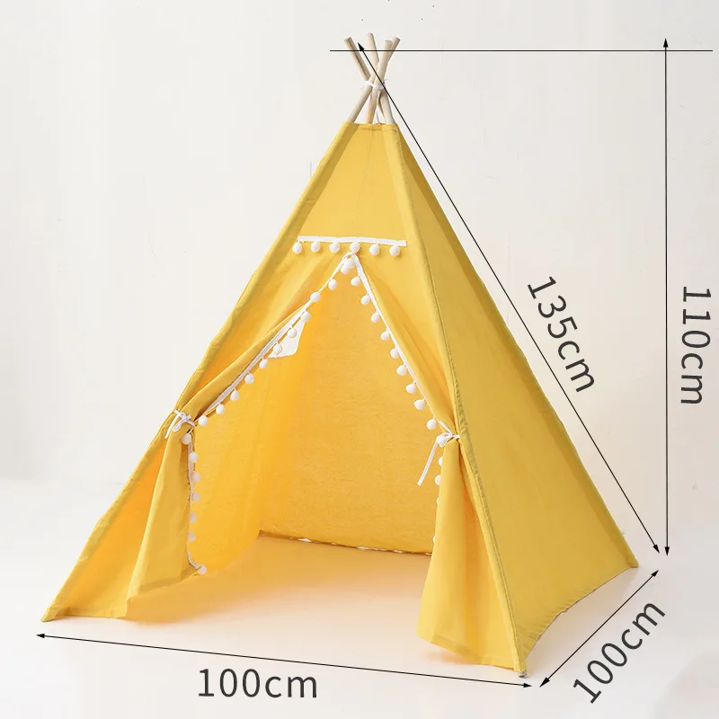 Portable Kids Tent Teepee Tent For Children Tipi Infantil House For Girl Cabana Boy Tents Decoration Carpet LED Lights: PURPLE