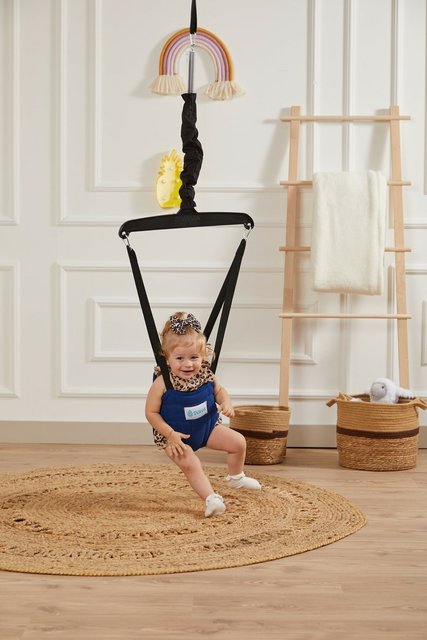 Baby Stuiterende Lente Flexibele Swing Met Riem En Veilig Moeder Producten Meisjes Jongens Kind Accessoires Loophulp: Deep Blue
