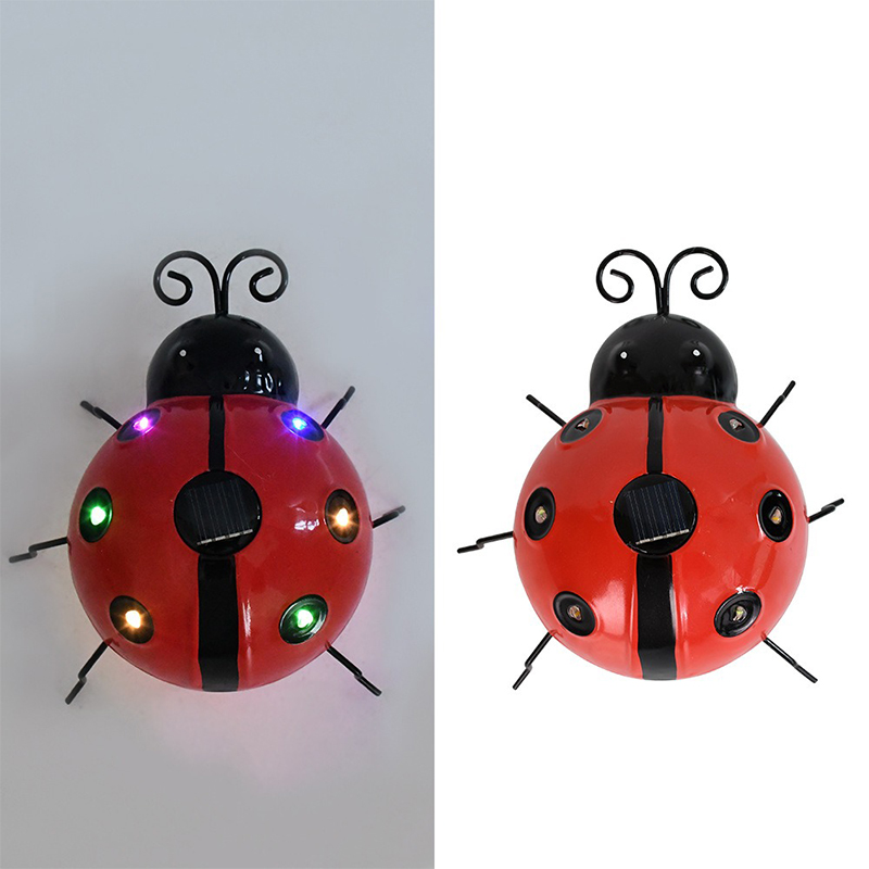 Solar Ladybug Lamp Outdoor Waterproof Garden Statue Wall Hanging LED Solar Powered Light For Garden Lawn Tree Landscape Decor: Orange / 0-5W