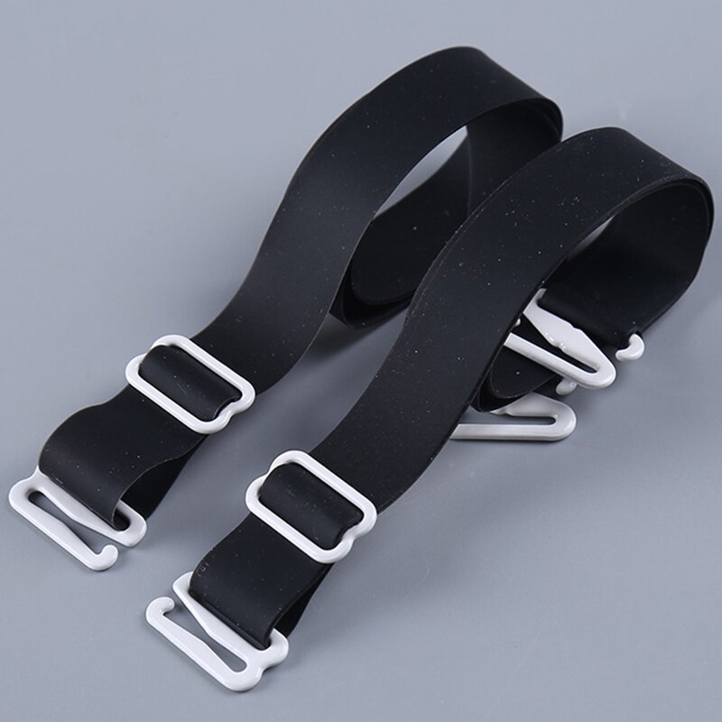 Women 1.8cm Wide Backless Clear Bra Straps Non Slip Transparent Bra Strap Adjustable Bra Extender Accessories: Black