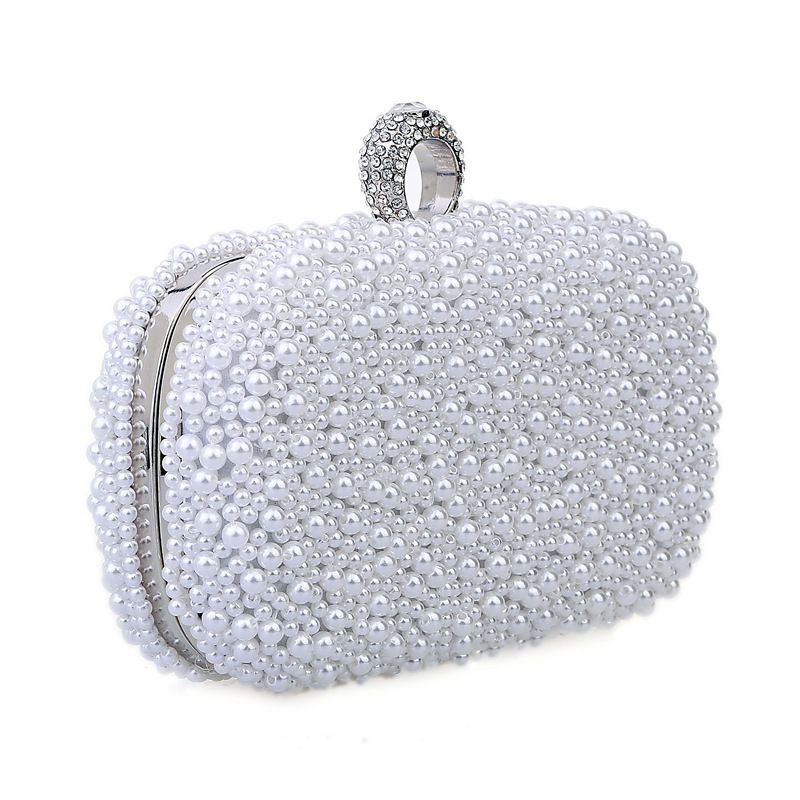 Neue Nachahmung Perle Ring Abendessen Tasche handgenähte Perlen Abendtasche Damenmode hochwertige Clutch Bag Braut Abendtasche