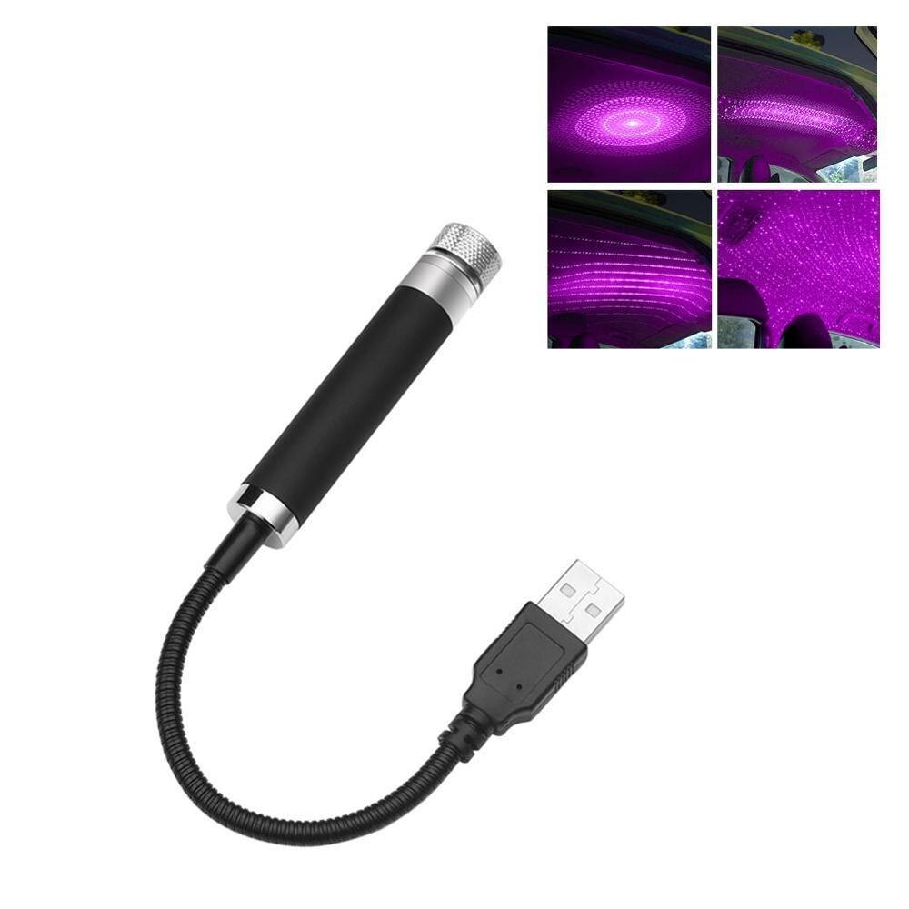 Roof Star Projection Light Romantic USB Night Light Car Atmosphere Light Adjustable And Flexible Car And Ceiling Decoration: purple light 4 in 1