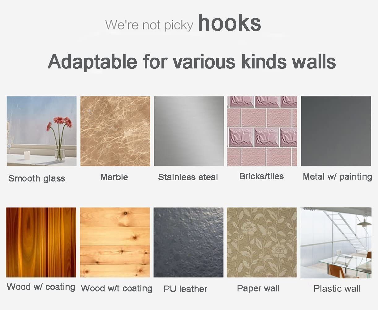 5/10/20 Pack Transparent Plastic Reusable Heavy Duty Wall Hook for Kitchen Bathroom Office No Trace No Scratch Waterproof