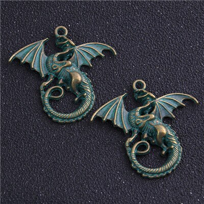 4 teile/los 28*37mm zwei farbe Metall Legierung Drachen Schmuck Anhänger Charms Tier Charme: Default Title