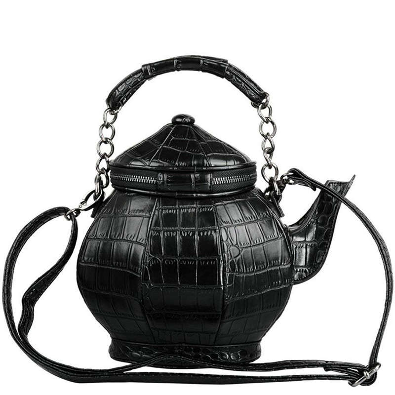 Grappig Gothic Purse Theepot Vormige Crossbody Handtas Top-Handvat Tote Vrouwen Schoudertassen: Default Title