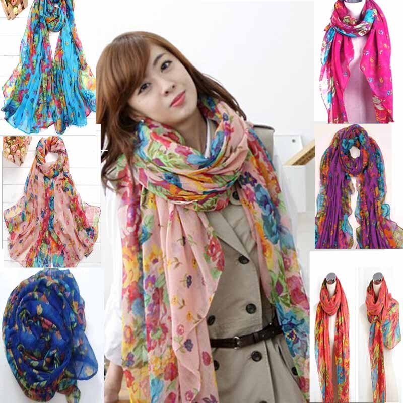 Ladies Floral Flower Scarf Beautiful Women Shawl Stole Wrap Scarves