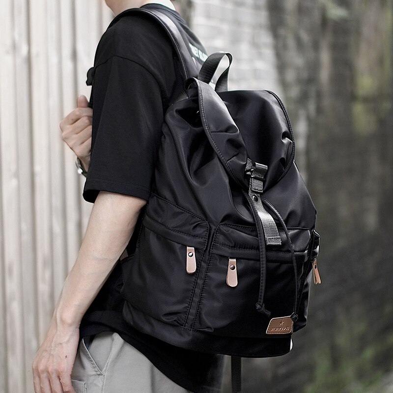 Männliche Große Kapazität Reise lässig Rucksäcke Männer Schule Taschen Jahrgang Wasserdicht Schwarz Rucksack Tasche Hochschule Daypack