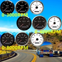85mm Auto Marine Tachometer 3000/4000/8000/12000RPM Gauge with LED Hour Meter Adjustable 12V/24V with Red or Yellow Backlight
