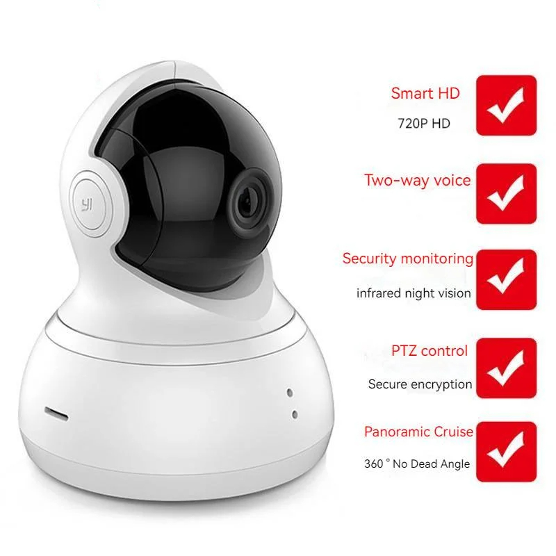 Caméra YI Dôme 1080p HD CCTV IP 360 ° Détection Wifi Vision nocturne sans fil IR système de surveillance de sécurité Audio bidirectionnel
