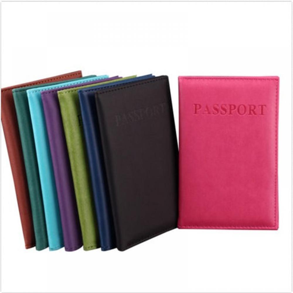 English Letter Colorful PU Leather Waterproof Travel Utility Storage Simple Passport ID Card Cover Skin Leather Travel Supplies