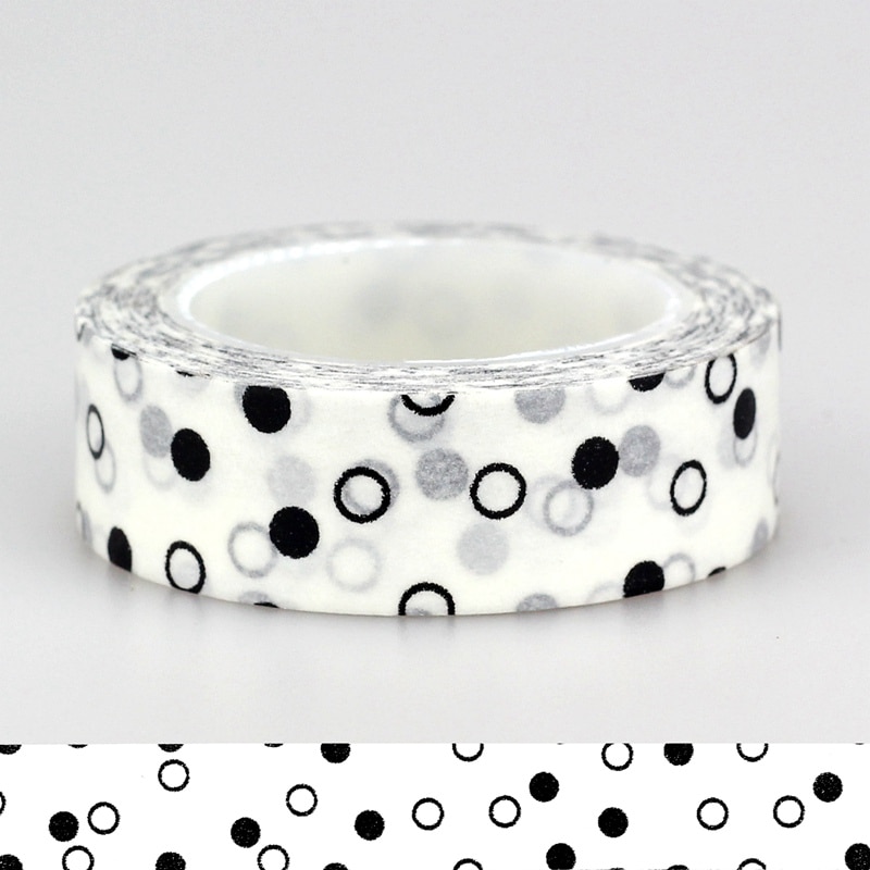 1.5 cm * 10 m 1 st Leuke Tapes Zwart en Witte Stippen/Cirkels Washi Tape, lijmen Tape Scrapbooking Supplies Craft & Hobby Benodigdheden
