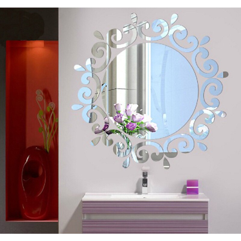 3D Spiegel Muurstickers Badkamer Wc Water Veranda Kroonluchter Plafond Make-Up Spiegel Decoratieve Acryl Spiegel Muurstickers