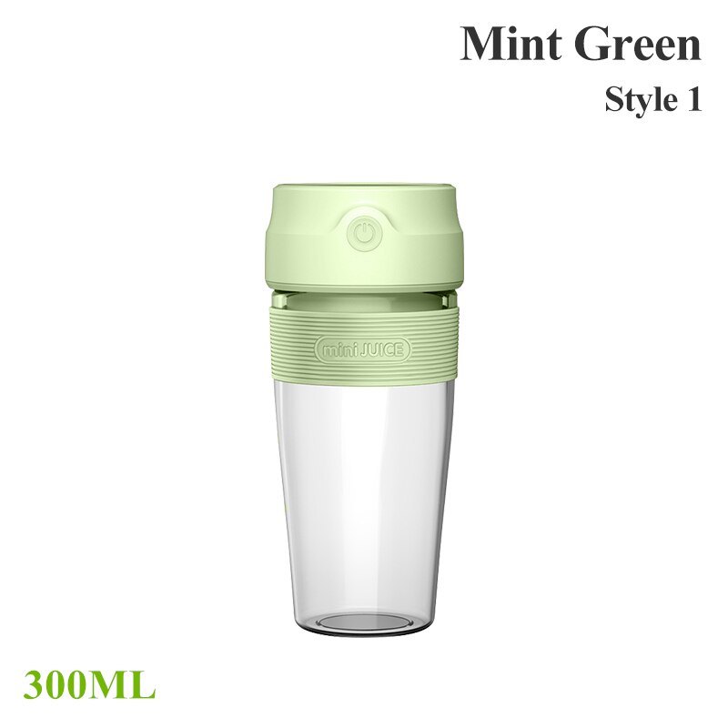 Household Juicer Portable USB Blender Traval Licuadoras Liquidificadores Batidora De Vaso Extractor Estractor De Jugos De Fruta: Green 300ml