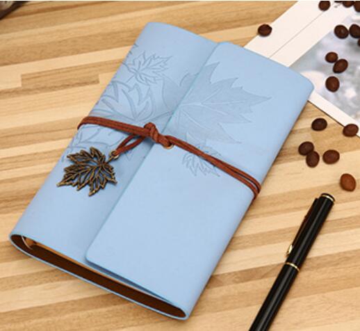 Carnet de voyage Vintage en cuir PU A5 A6 A7, carnet de notes Kraft vierge, carnet de croquis, Journal intime, papeterie fournitures scolaires et de bureau: Blue / A5 235X165MM