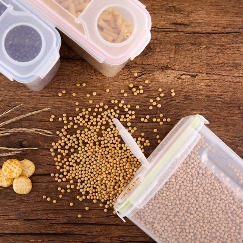 Recipientes herméticos de armazenamento de alimentos e tampas de travamento, organizadores de despensa de plástico transparente, cereais/harinha/riso, umidade e cozinha à prova de insetos