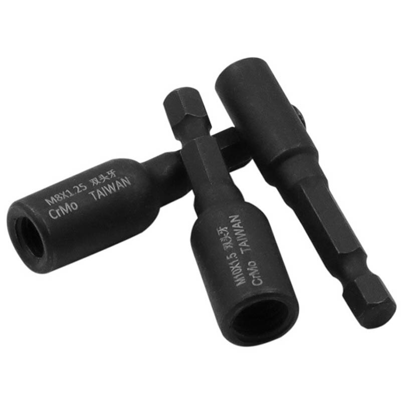 1Pcs M6 M8 M10 1/4 Hex Shank Square Driver Tap Die Socket Adapter Thread Screw Internal and External Screw Self attack sleeve: 3PC-B
