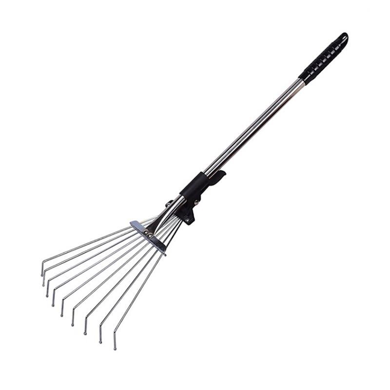 Extendable Garden Rake 9 Toothed Rake Dead Leaf Rake Steel Wire Garden Rake Gardening Tools Agriculture
