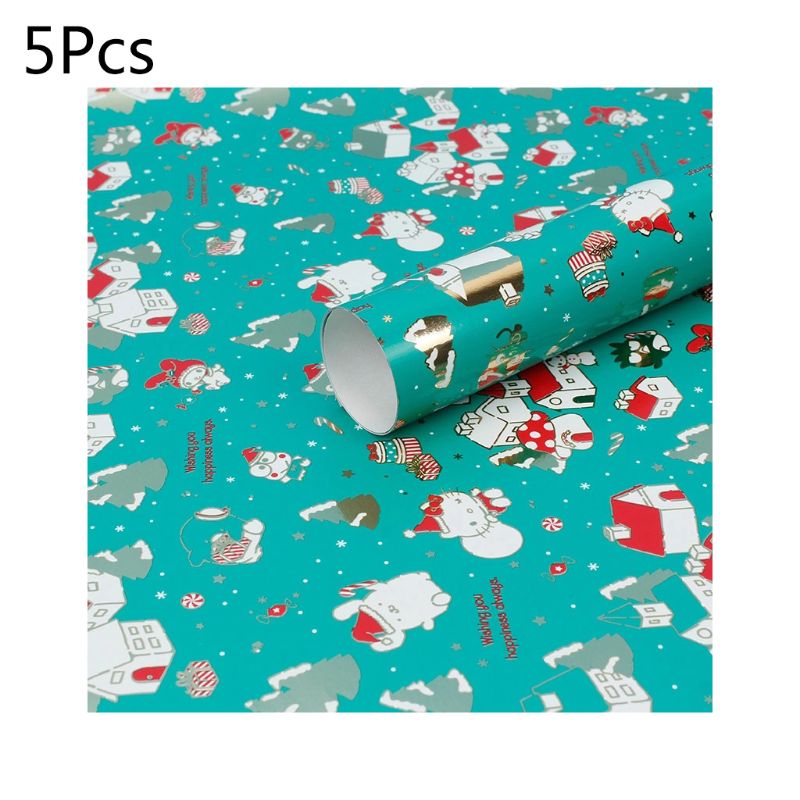 5pcs Waterproof Christmas Wrapping Tissue Paper Packing Box Packaging Wrap Decoration DIY Craft: 5AC203317-4