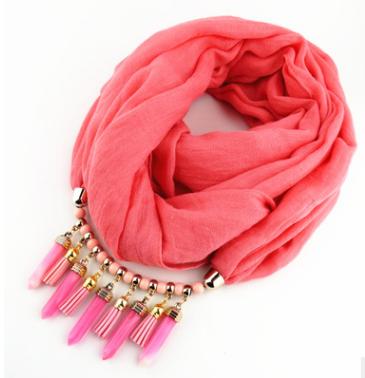 Ethtic Silk Scarf Necklace Neckerchief Scarves Tassels Women Printed Silk Muffler Scarfs Choker Statement Jewelry Luxury Bijoux: Pink