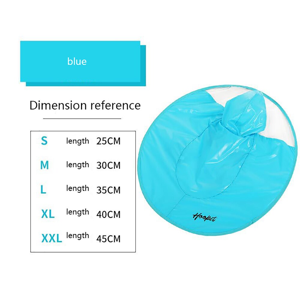 Dog Raincoat Umbrella Cloak Raincoat for Dogs Cute Waterproof Raincoat for Small Medium Dogs Transparent Summer Pet Clothing: Blue / S