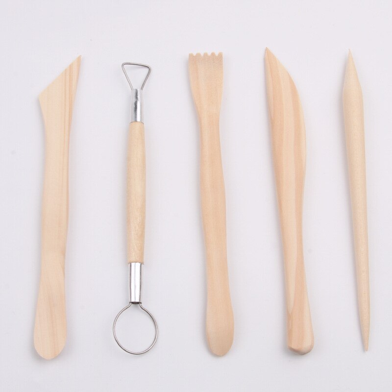 5Pcs Ceramic Clay Tools Set Polymer Clay Tools Pottery Tools Set Wooden Pottery Sculpting Clay Cleaning Tool Set Tool Sculpture: Default Title
