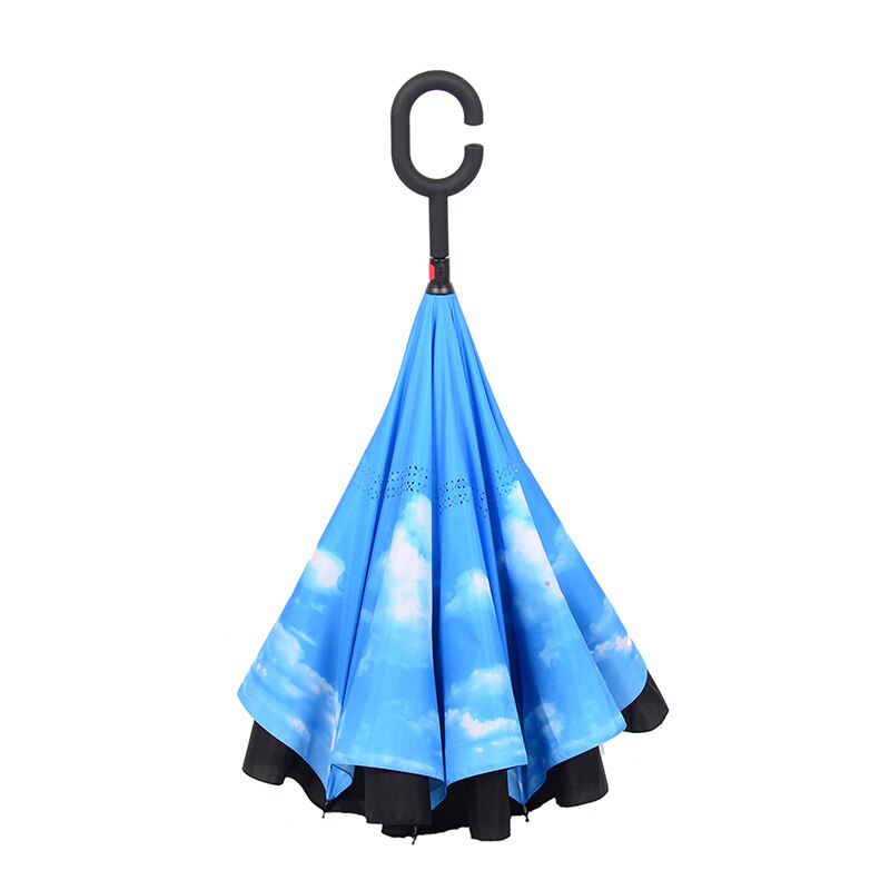 Paraguas reversible de doble capa con vástago largo y resistente al viento para hombre y mujer, sombrillas invertidas para coche de Golf, Estilo libre: 1