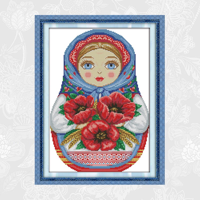 Russian Doll Patterns Cross Stitch Kits Printed Aida Canvas 14CT 11CT Chinese Embroidery Sets DIY Handmade Needlework Crafts