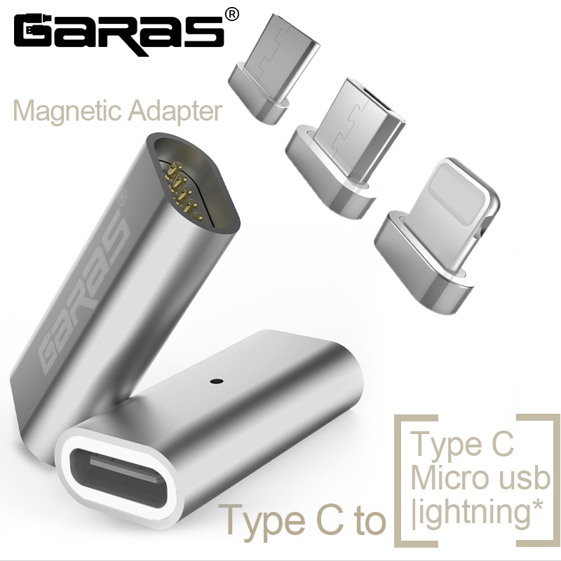 GARAS Type-C Naar Micro/Voor iPhone Magnetische Adapter Voor iPhone/Android 3in 1 Data Kabel Converter adapter Type C Naar Micro USB C