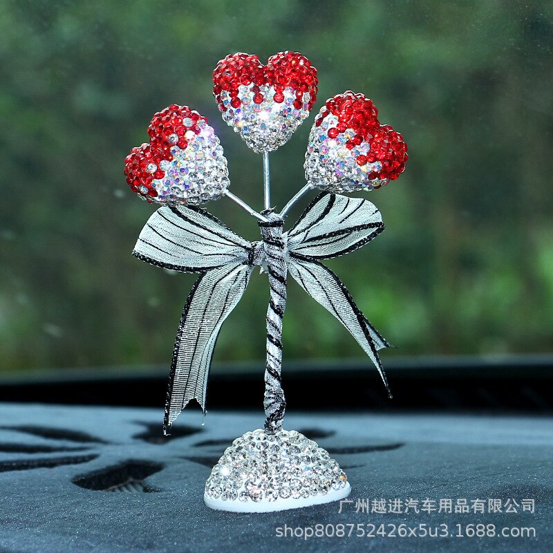 Ballon en forme de cœur avec nœud papillon pour femmes, décoration d&#39;intérieur de voiture, accessoires de tableau de bord, roses