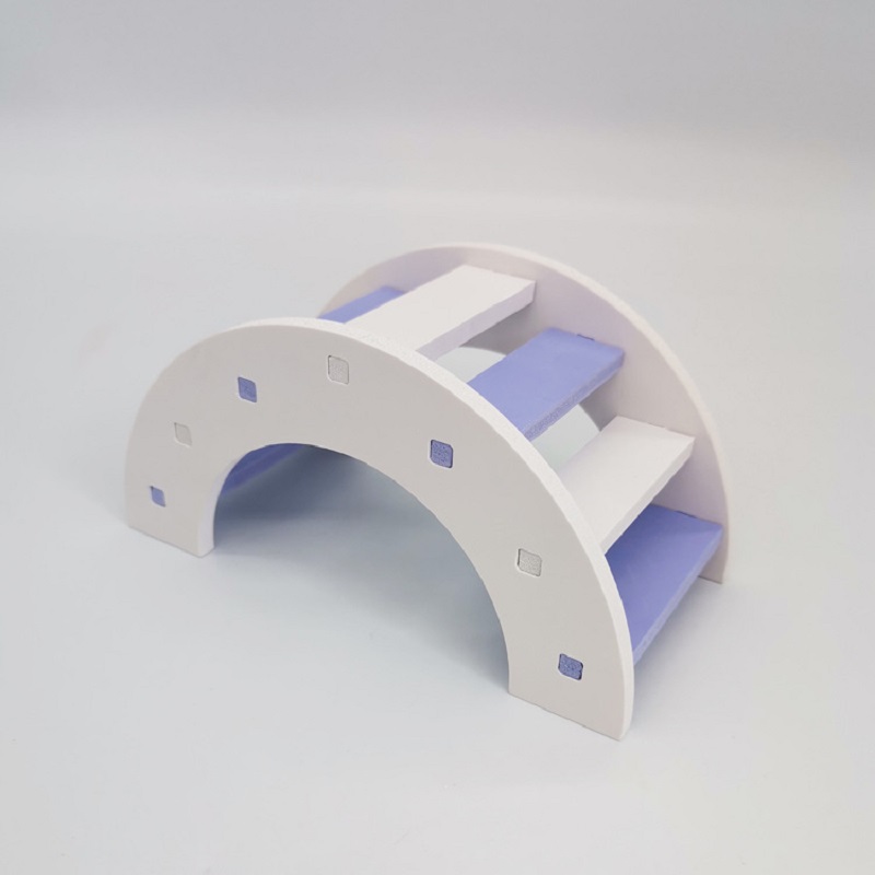 1PCS Hamster Toys Wooden Rainbow Bridge Toys Small Animal Activity Climb Toy DIY Hamster Cage Accessories Pet Supplie: Plum White