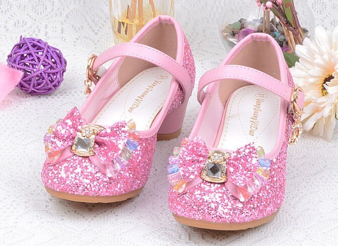 Lente Kinderen Schoenen Meisjes Hoge Hak Prinses Dans Sandalen Kids Schoenen Glitter Leer Mode Meisjes Feestjurk Trouwschoenen