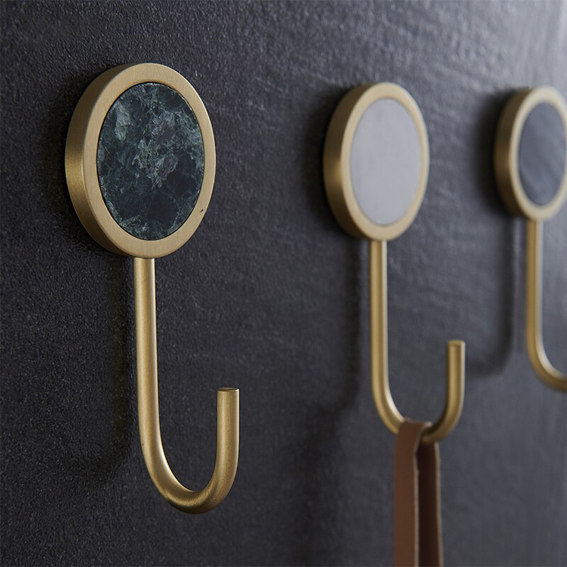 Qiansi Möbel Haken Natürliche Marmor Intarsien Durcheinander KleiderbüGel, nagel-Freies Zauberstab Halterung Mantel Keychain Metall Haken