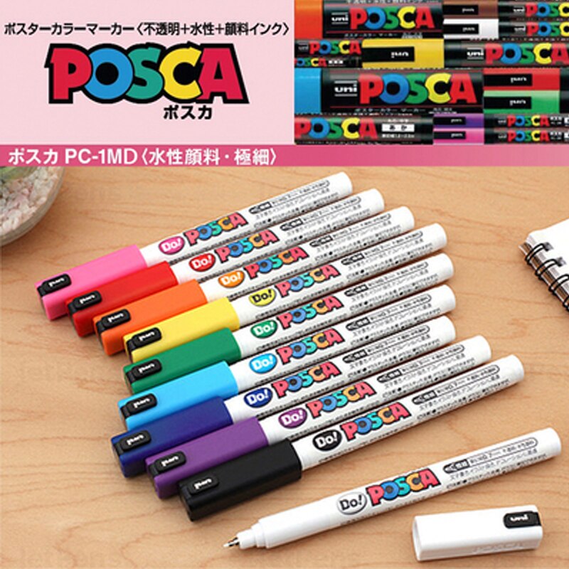 6 sztuk/zestaw UNI POSCA PC-1MD bardzo dobrze graffiti plakat długopis reklamowy zestaw markerów 0.7mm kolor znak wodny znacznik