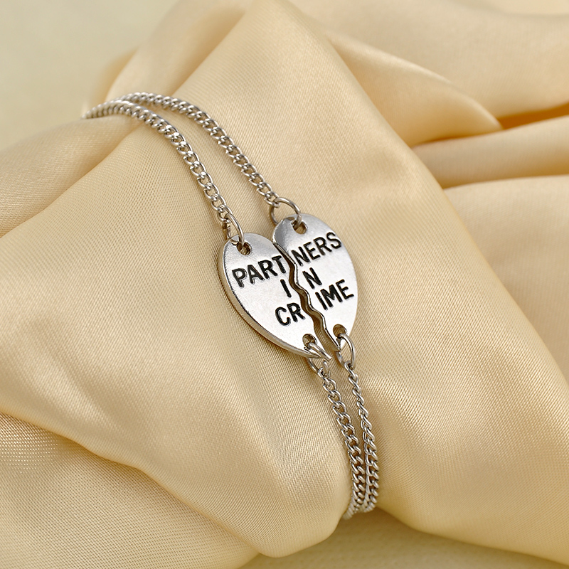 Pulseras de la amistad de aleación con corazones para mujer, parejas elegantes para , de amistad para mejor amiga
