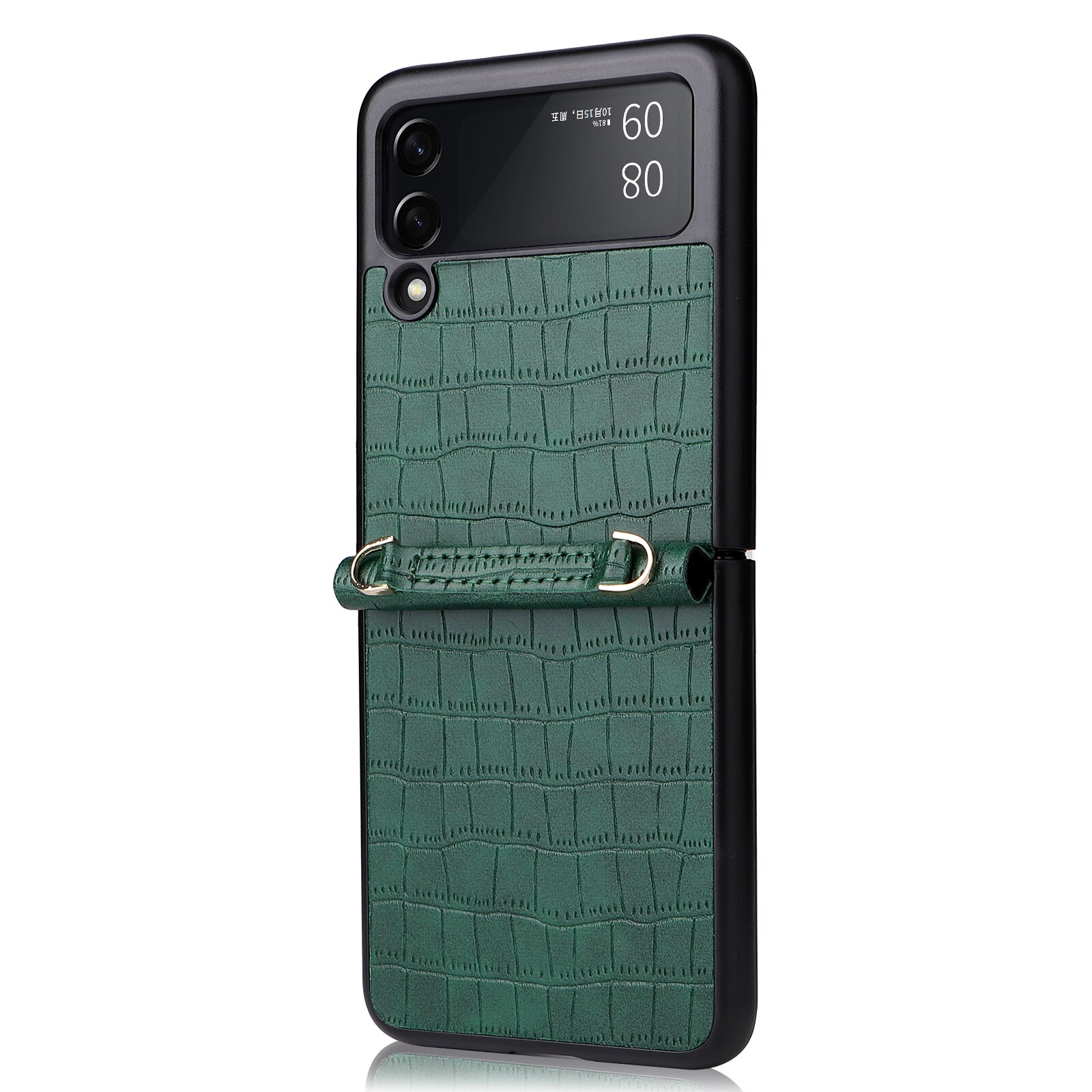 Pu Leather Hand Strap Anti-Val Telefoon Case Voor Samsung Galaxy Z Flip 3 5G SM-F711B Bescherming Terug cover Met Lanyard
