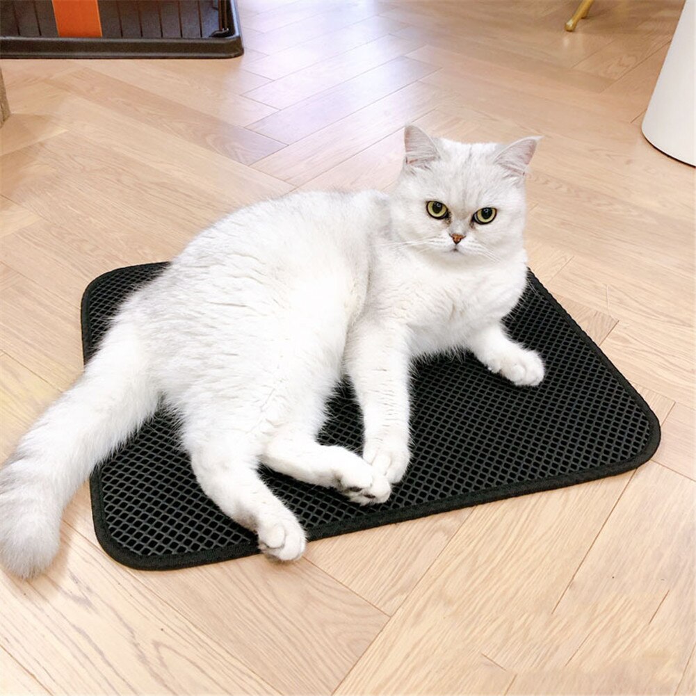 Cat Litter Mat Waterproof Pet Double EVA Layer Non-slip Foldable Kitten Sand Pads Layer Litter Box Cleaning House Cats Toilet