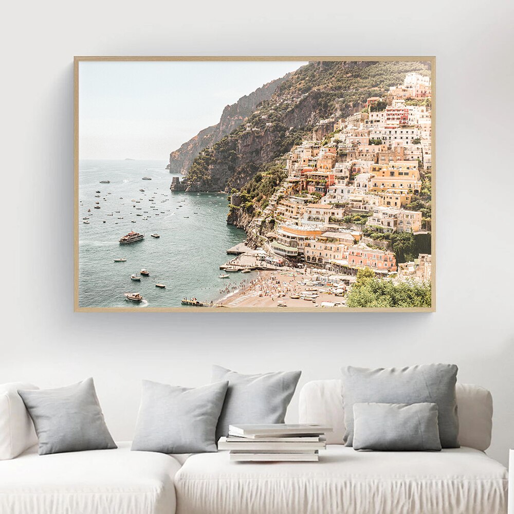 Italy City Canvas Poster Architecture Landscape Amalfi Coast Print Wall Art Painting Nordic Decorative Picture Modern Home Decor
