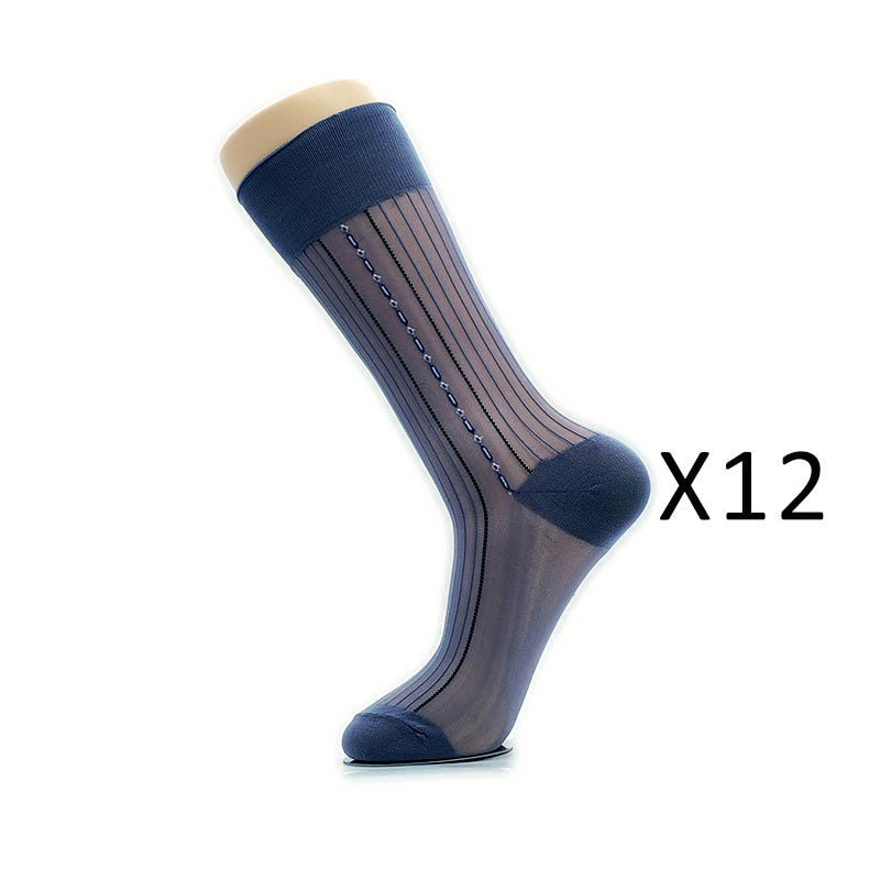 12 Pairs Large Size Summer Socks Mens Nylon Thin Breathable Middle-Eged Elderly Silk Socks Business Work Party Dress Long Socks: 8