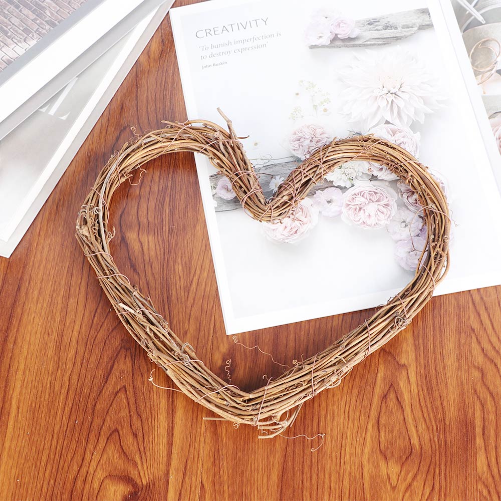 0-35cm boda en forma de corazón de decoración de la guirnalda corona de mimbre Natural para puerta para ventana de Casa de colgando guirnaldas manualidades