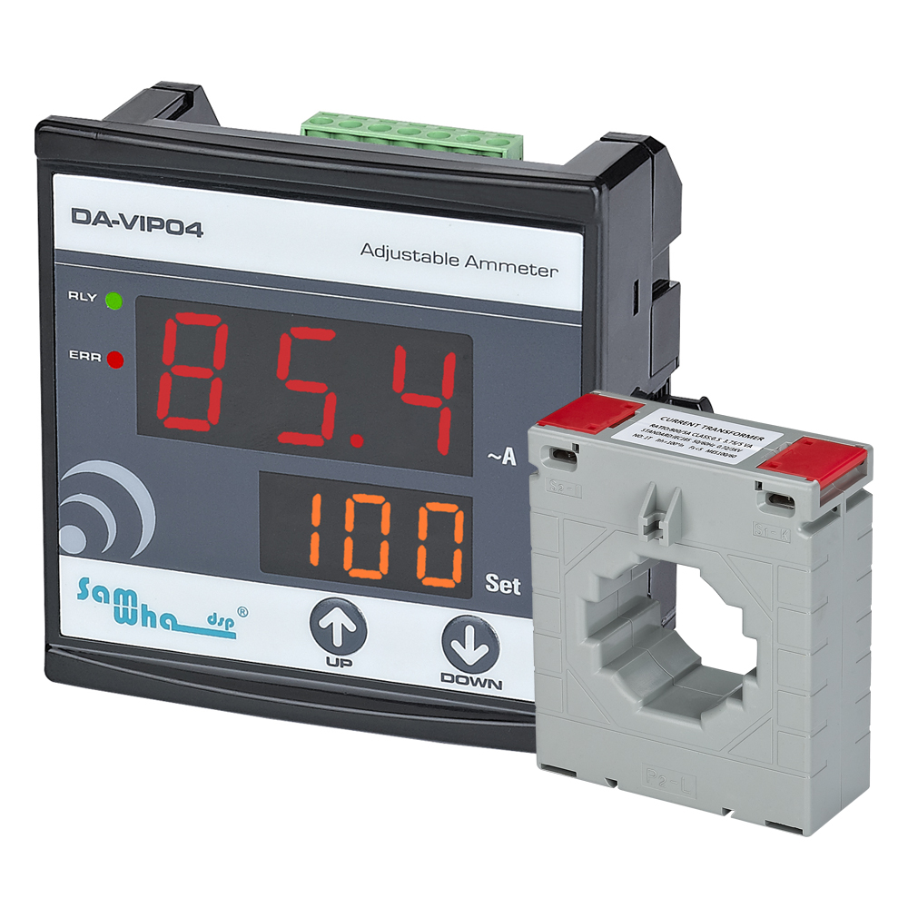 Amperometro da sovracorrente digitale regolabile Samwha-Dsp DA-VIP04 (0,1-999 A) (con allarme): Black