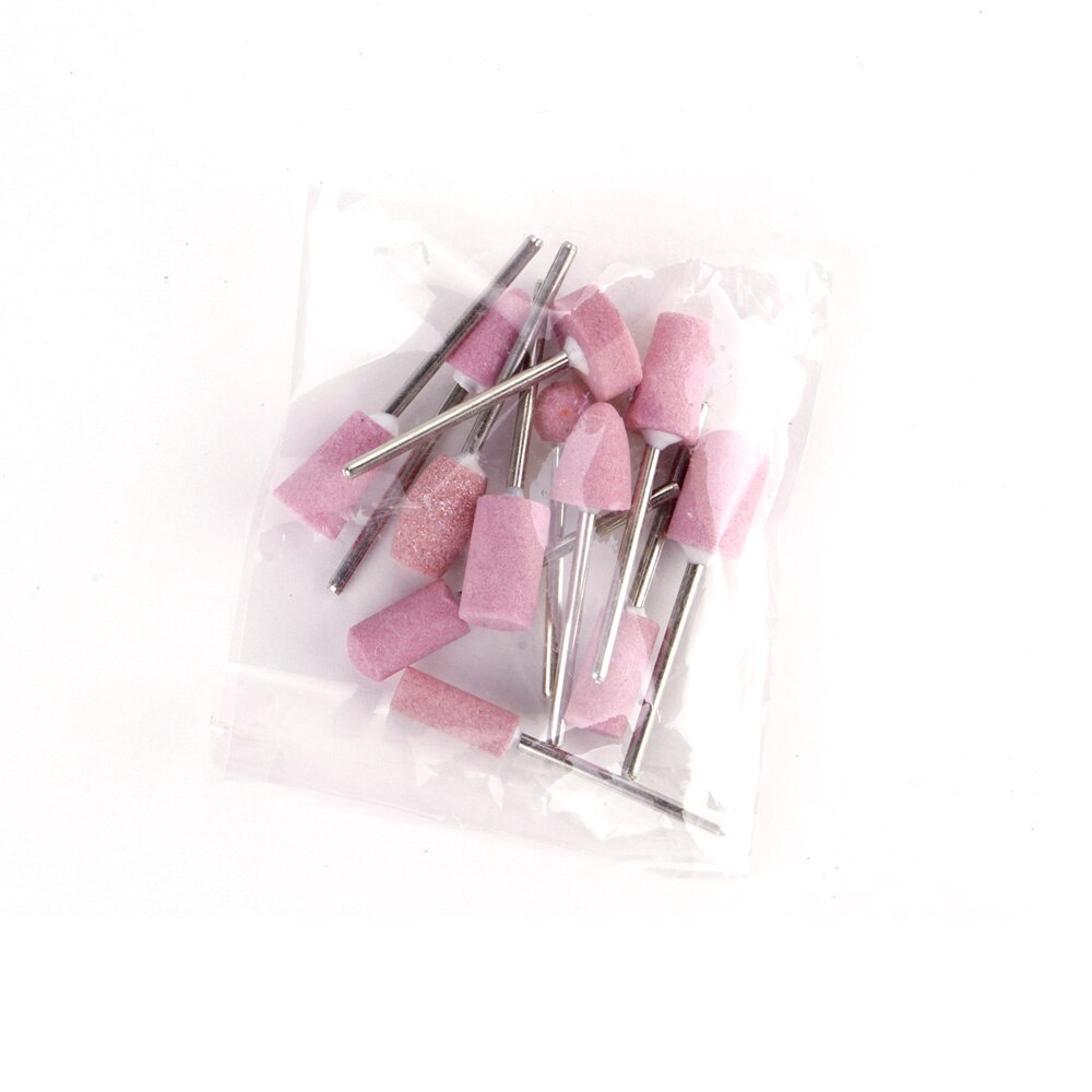 Juego de brocas para manicura, Set de 12 unidades de cabezales de pulido de uñas, limas para manicura y pedicura, en color rosa