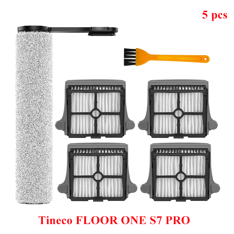 Accessories For Tineco FLOOR ONE S7 PRO Spare Soft Roller Brush HEPA Filter Cordless Vacuum Cleaner Parts Replacement Kit: light yellow