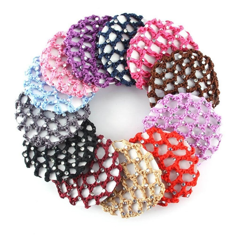 1Pc Hair Accessories Headwear Mesh Women Hair Bun Cover Snood Pearl Ballet Dance Skating Net Skating Crochet for Woman