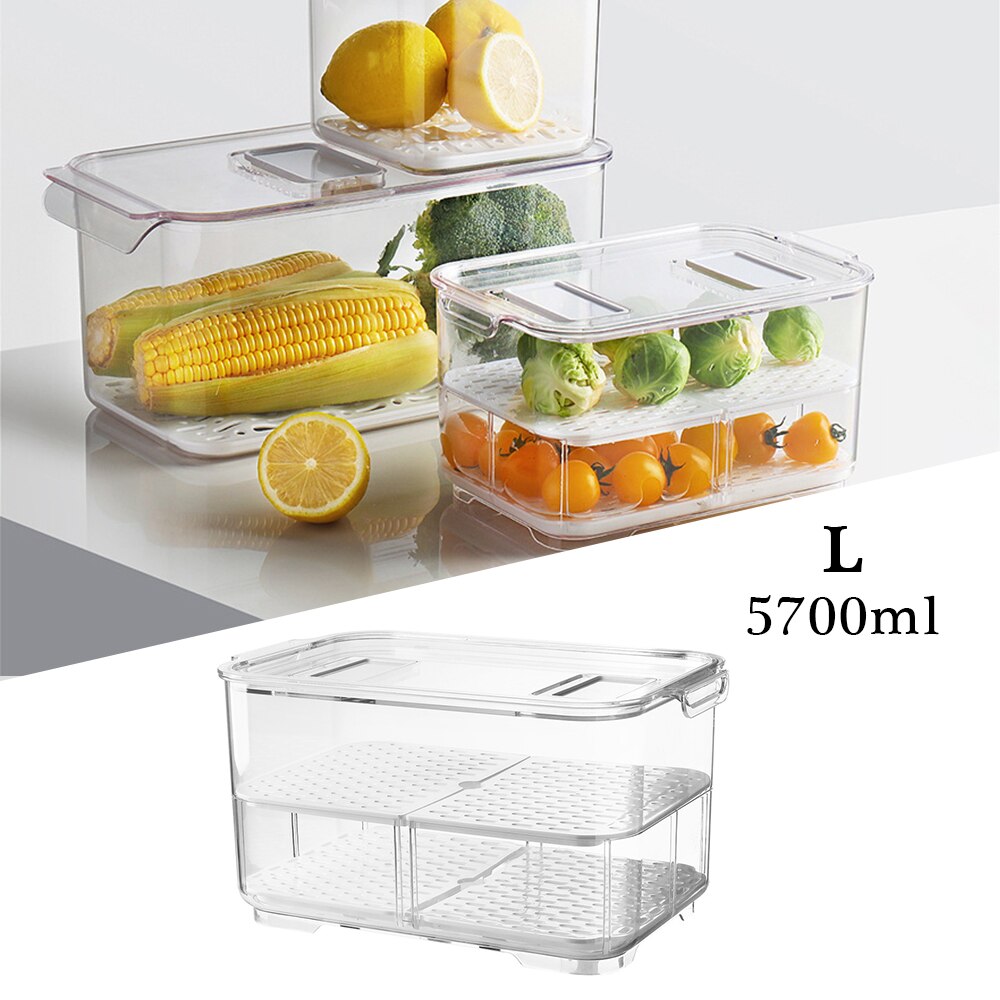 Food Storage Box Refrigerator Special Storage Kitchen Plastic Box Fridge Storage Container Kitchen Vegetable Fruit Fresh Box: L