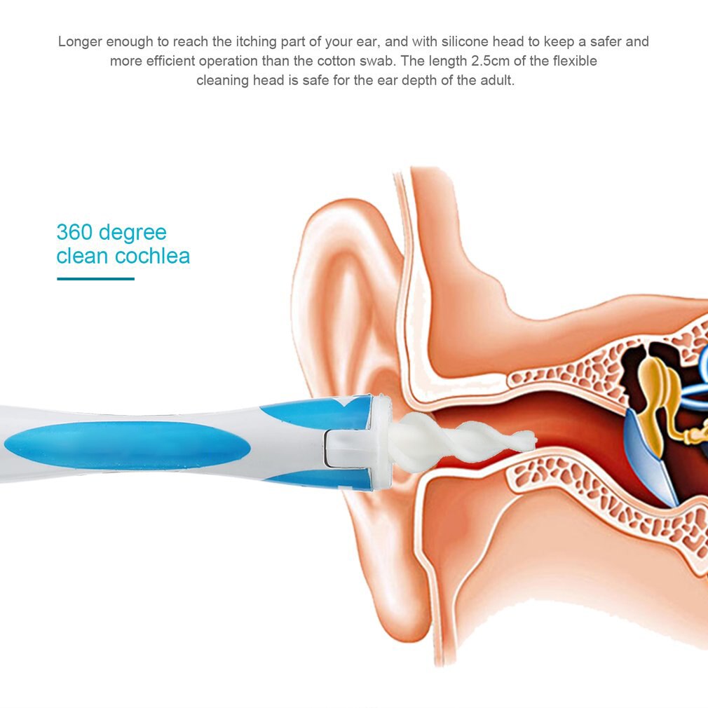 16 Tips Rotating Ear Cleaner with Soft Silicone Tips Safety Remove the Earwax Tool Simply To Grab And Extract Earwax