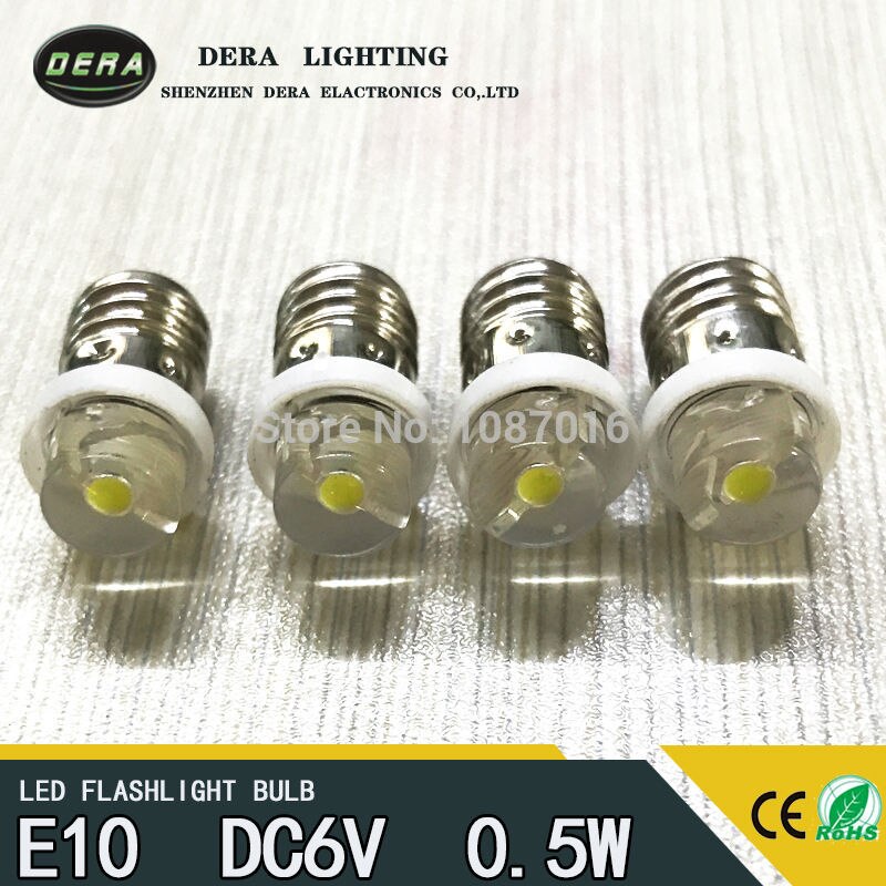 Fabrikspris  e10 0.5w 6v 4.5v 3v led til fokus lommelygte udskiftning pære lommelygte nødarbejdslys ren hvid