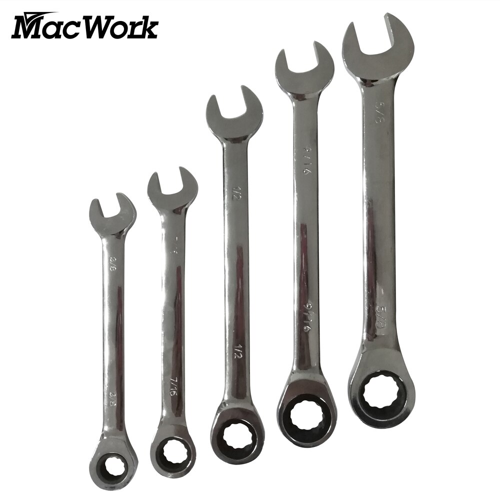 5 Pcs 72 Teeth Combination Ratchet Wrench Set Universal Spanner Vehicle Repair Tools Metric or Imperial