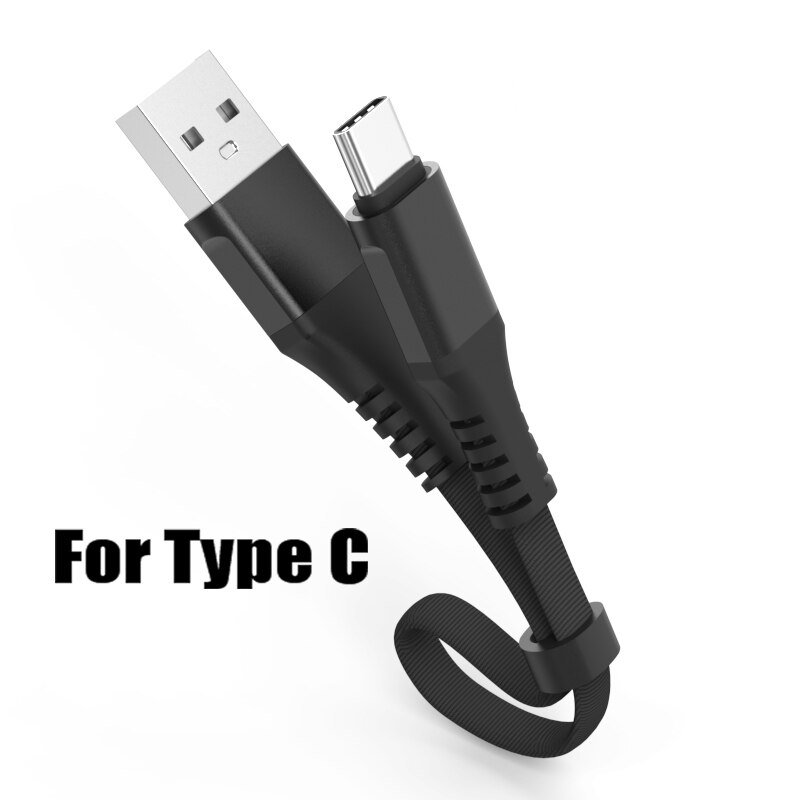 2.4A Snel Opladen Draagbare USB Kabel Type C Micro Kabel LED Nylon Gevlochten Type-C Korte USB Oplader Voor iphone XS 7 Samsung 0.3M: Type C USB Black